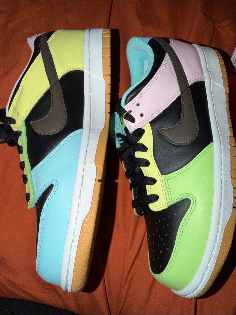 Nike Kids Multicolor Low-Top Sneakers in Pastel Blue, Pink, Yellow & Lime